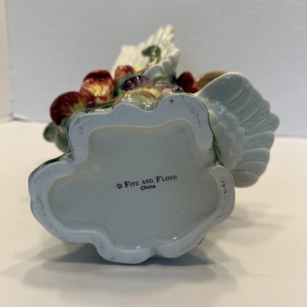 Fitz & Floyd Tulip Swan Pitcher/Carafe/Jug 1 Qt Vintage Hand Painted Ceramic - Picture 8 of 10